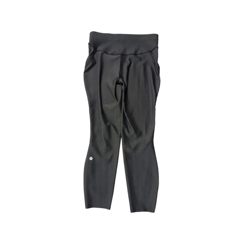 Lululemon Base Pace High Rise Tight 25in Two Tone Ribbed Black Grey Leggings